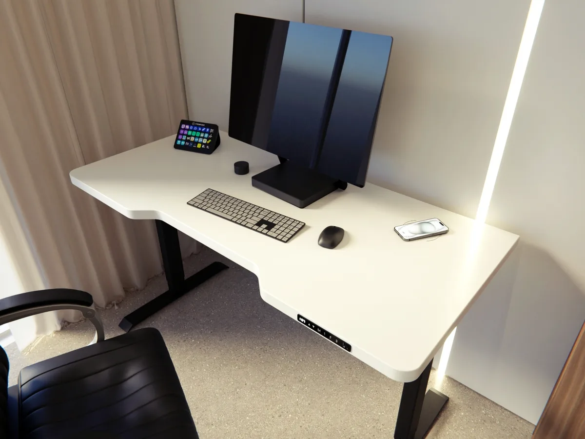 Компьютерный стол DESKOS Mono с электроприводом и Т-вырезом для проводов