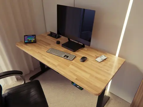 DESKOS Classic — Прямоугольный стол из массива дуба с электрическим подъёмом, 150×70 см