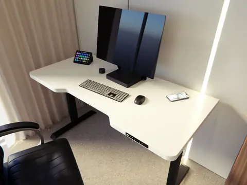 DESKOS Mono — Эргономичный стол с подъёмным механизмом в белой эмали, 150×70 см